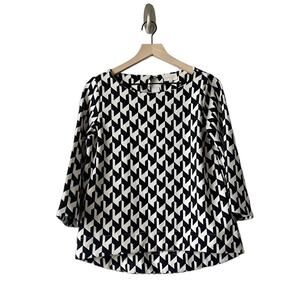 Melloday Houndstooth Hi-Low 3/4 Sleeve Blouse